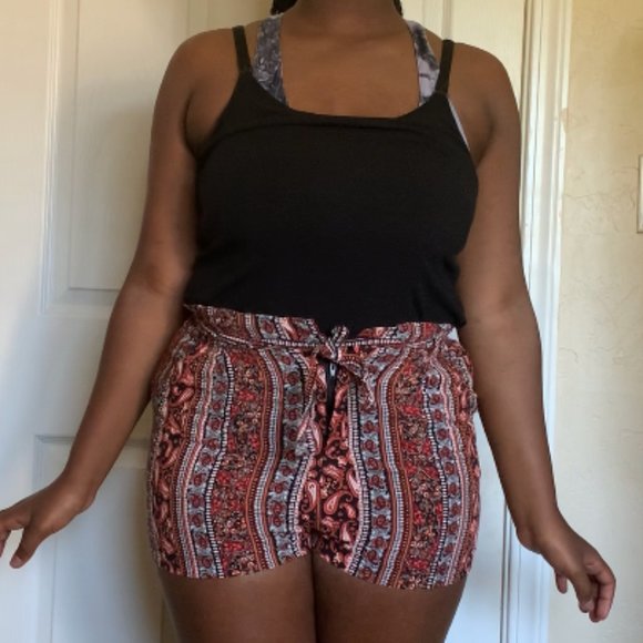 Red Patterned Shorts - Picture 2 of 4